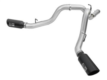 Picture of aFe Atlas Exhaust 4in Dual DPF-Back Al Steel w- Black Tips 16-17 GM Diesel Truck V8-6-6L td LML