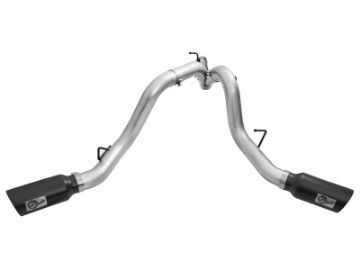 Picture of aFe Atlas Exhaust 4in Dual DPF-Back Al Steel w- Black Tips 16-17 GM Diesel Truck V8-6-6L td LML