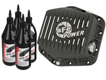 Picture of aFe Power Rear Differential Cover Machined Black 15-17 GMC Canyon 12 Bolt Axles w- Gear Oil