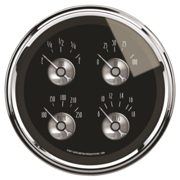 Picture of Autometer Prestige Series Black Diamond 5 Gauge Quad 5in Oil Pres-Fuel Level-Water Temp-Volts