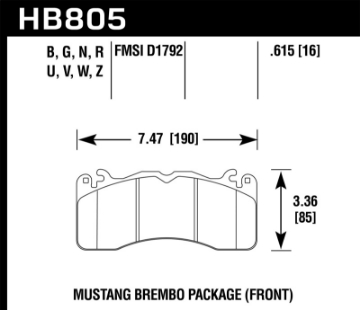 Picture of Hawk 15-17 Ford Mustang Brembo Package DTC-70 Front Brake Pads