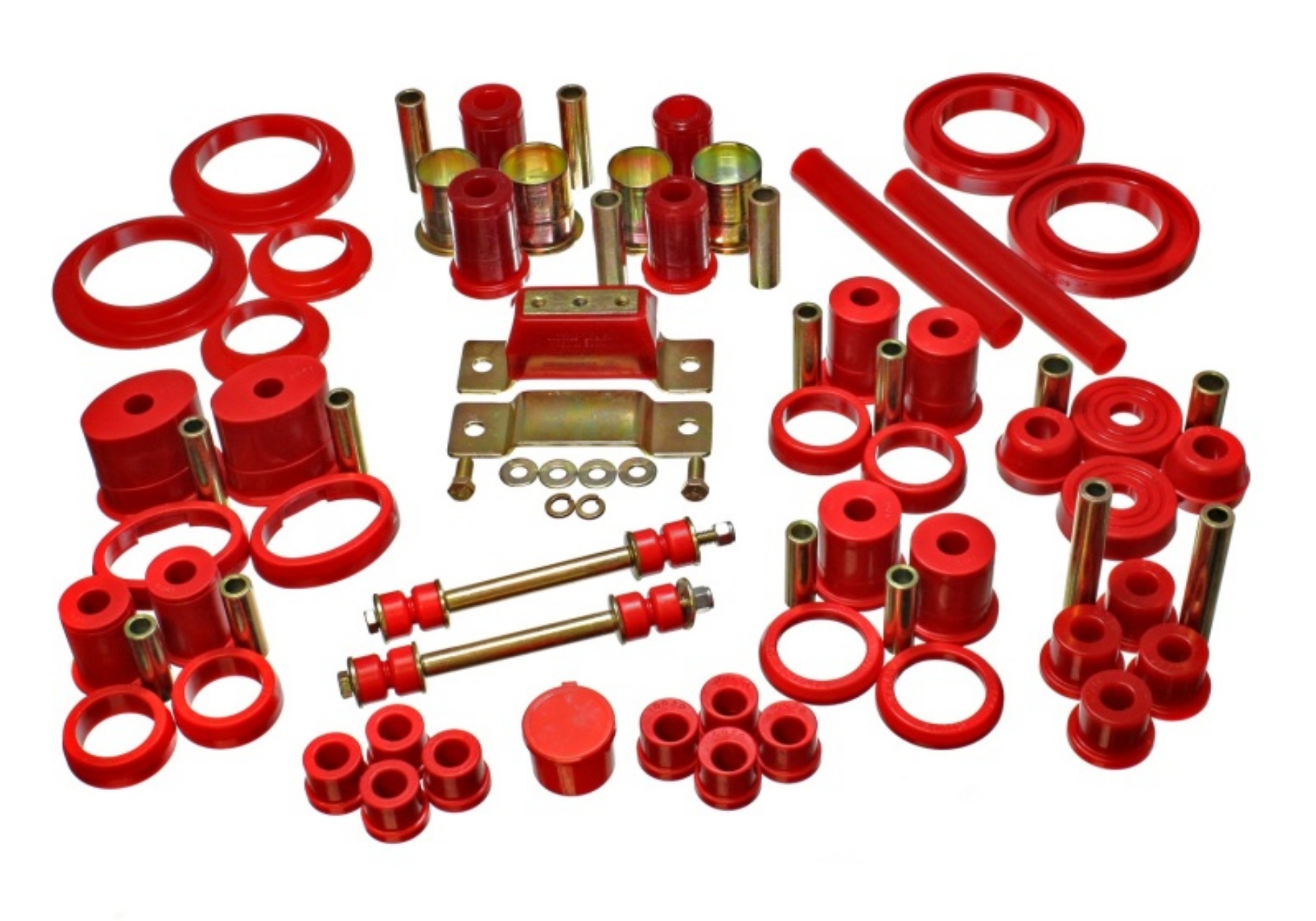 Picture of Energy Suspension 85-93 Ford Mustang Red Hyper-flex Master Bushing Set w- V-8