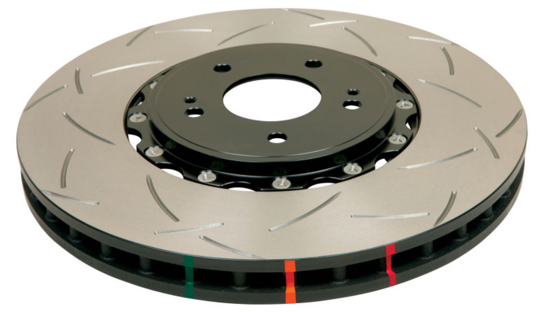 Picture of DBA 02-10 WRX - 13+ FR-S - 13+ BRZ Premium Front Slotted 5000 Series 2 Piece Rotor w- Black Hat