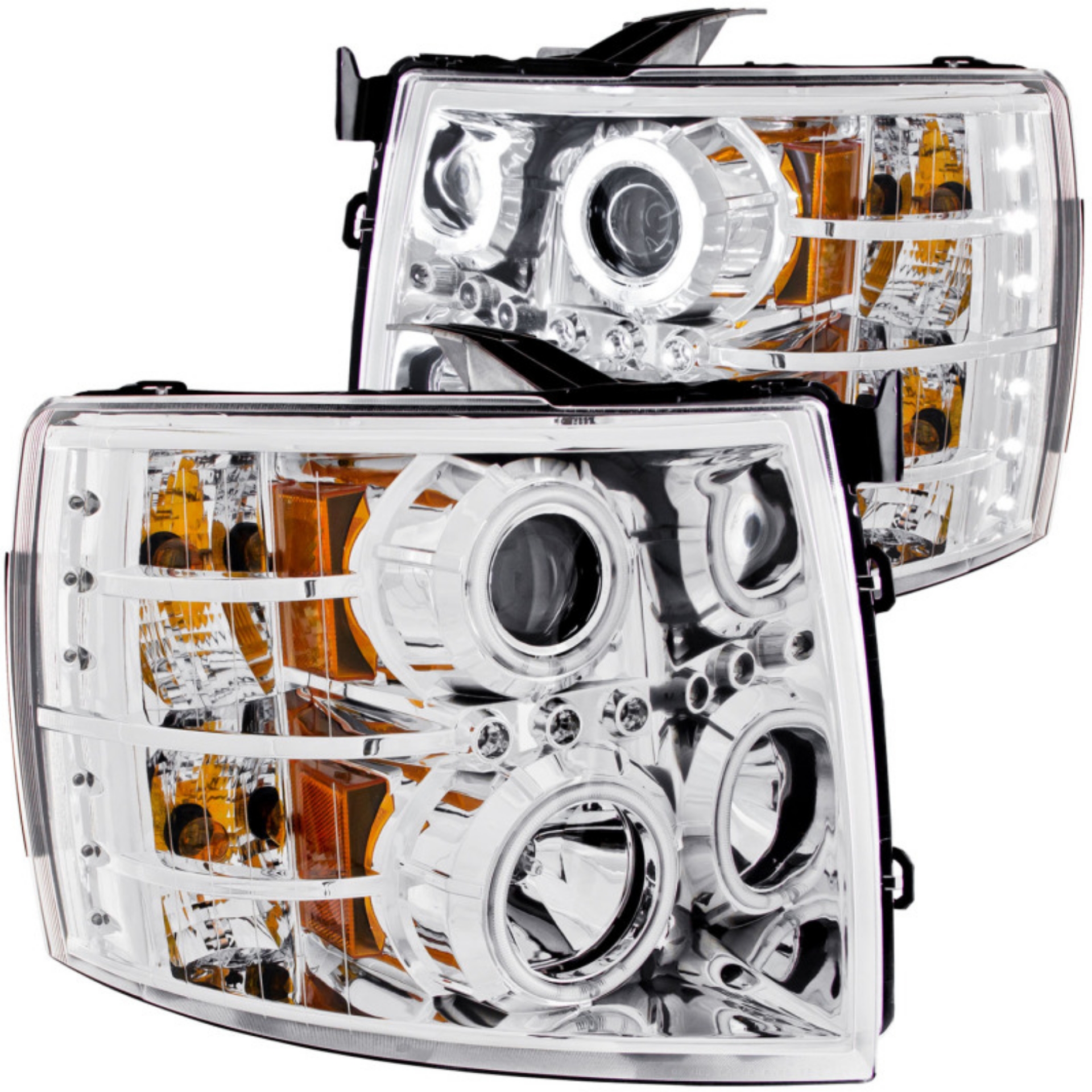 Picture of ANZO 2007-2013 Chevrolet Silverado 1500 Projector Headlights w- Halo Chrome
