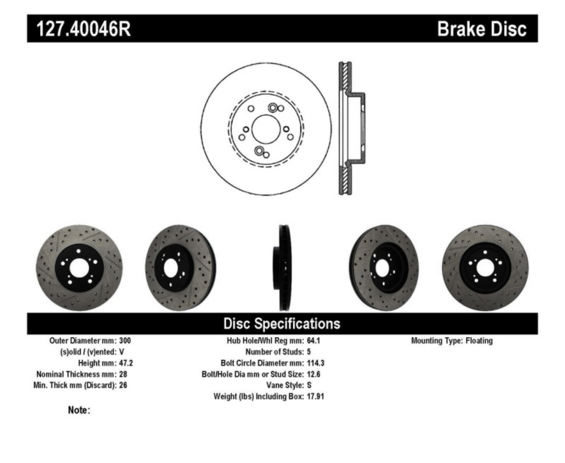 Picture of StopTech Nissan 370Z - 01-03 Acura CL - 06 EL - 04-09 TSX - 03-07 Honda Accord Coupe M-T - 05-08 Se