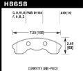 Picture of Hawk DTC-80 10-11 Chevy Corvette Grand Sport - 06-08 Corvette Z06 1 piece Front Race Brake Pads