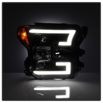 Picture of Spyder Ford F150 2015-2017 Projector Headlights - Light Bar DRL LED - Black PRO-YD-FF15015-LBDRL-BK