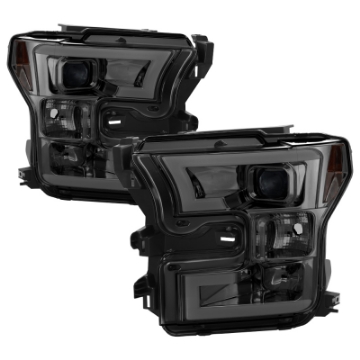 Picture of Spyder Ford F150 2015-2017 Projector Headlights - Light Bar DRL LED - Smoke PRO-YD-FF15015-LBDRL-SM
