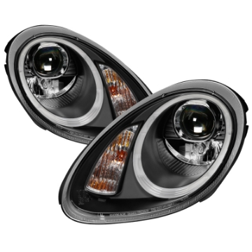 Picture of Spyder Porsche Cayman 05-08 Headlights - Halogen Model Only - DRL LED - Black PRO-YD-P98705-DRL-BK