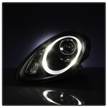 Picture of Spyder Porsche Cayman 05-08 Headlights - Halogen Model Only - DRL LED - Black PRO-YD-P98705-DRL-BK
