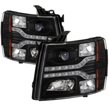 Picture of Spyder Chevy Silverado 1500 07-13 V2 Projector Headlights - LED DRL - Black PRO-YD-CS07V2-DRL-BK