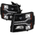 Picture of Spyder Chevy Silverado 1500 07-13 V2 Projector Headlights - LED DRL - Black PRO-YD-CS07V2-DRL-BK