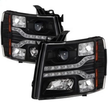 Picture of Spyder Chevy Silverado 1500 07-13 V2 Projector Headlights - LED DRL - Black PRO-YD-CS07V2-DRL-BK