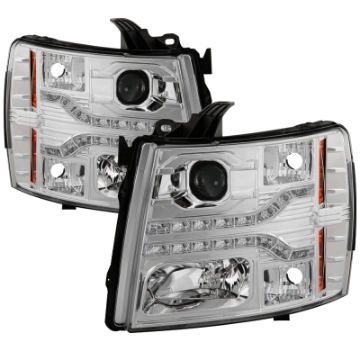 Picture of Spyder Chevy Silverado 1500 07-13 V2 Projector Headlights - LED DRL - Chrome PRO-YD-CS07V2-DRL-C