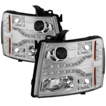 Picture of Spyder Chevy Silverado 1500 07-13 V2 Projector Headlights - LED DRL - Chrome PRO-YD-CS07V2-DRL-C