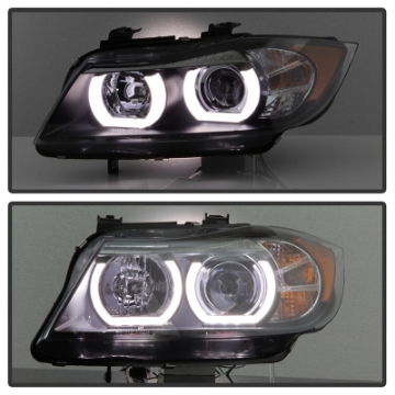 Picture of Spyder BMW E90 3-Series 06-08 4DR V2 Headlights - HID Only - Black PRO-YD-BMWE9005V2-HID-DRL-BK