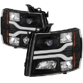 Picture of Spyder Chevy Silverado 1500 07-13 Version 3 Projector Headlights - Black PRO-YD-CS07V3-LBDRL-BK