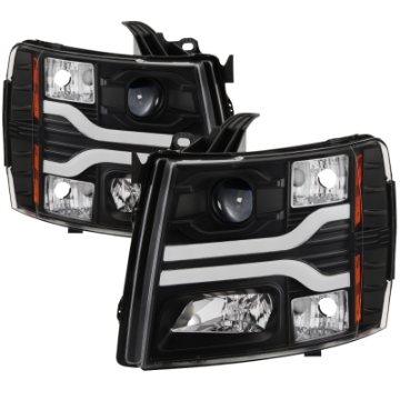Picture of Spyder Chevy Silverado 1500 07-13 Version 3 Projector Headlights - Black PRO-YD-CS07V3-LBDRL-BK