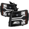 Picture of Spyder Chevy Silverado 1500 07-13 Version 3 Projector Headlights - Black PRO-YD-CS07V3-LBDRL-BK