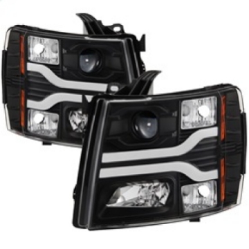 Picture of Spyder Chevy Silverado 1500 07-13 Version 3 Projector Headlights - Black PRO-YD-CS07V3-LBDRL-BK