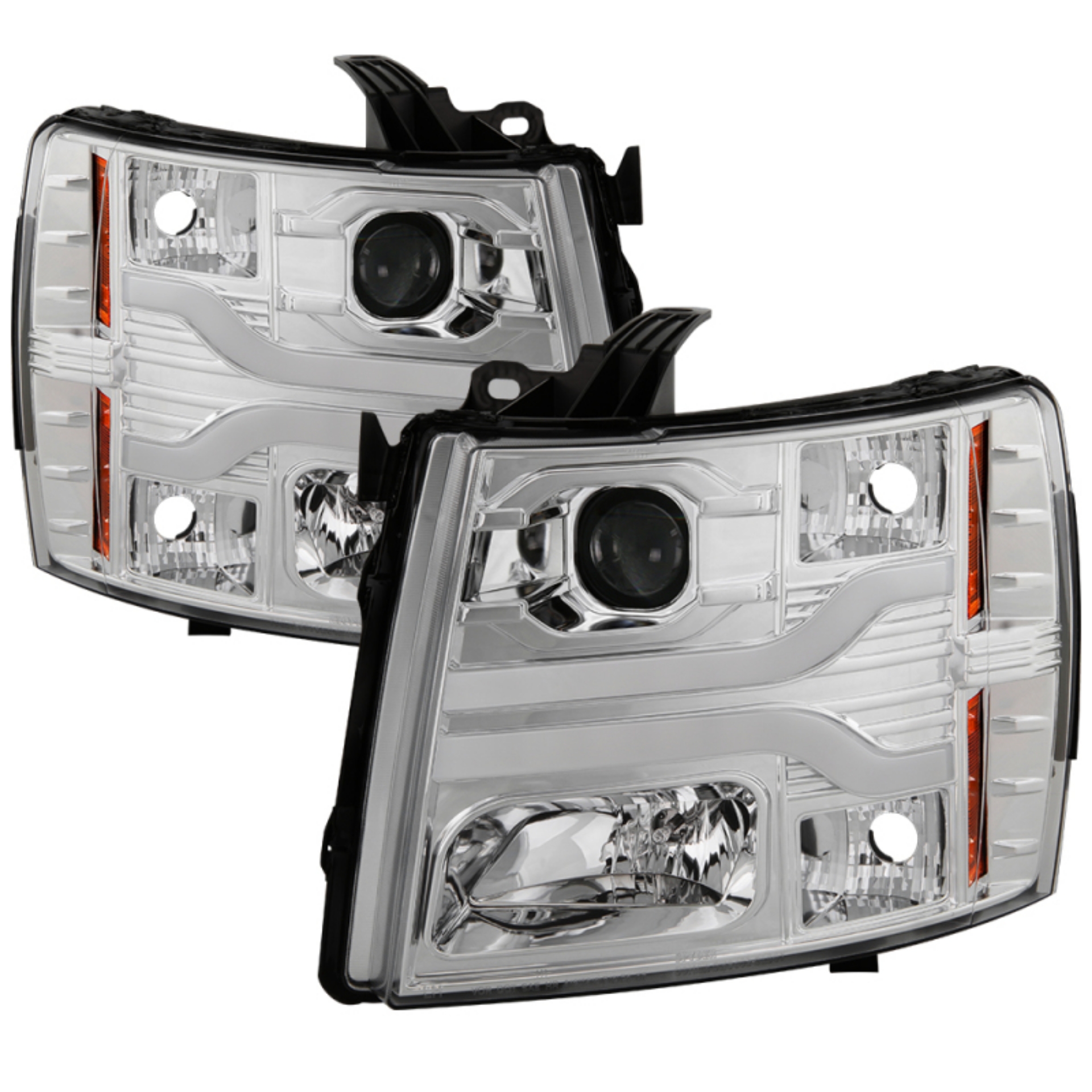 Picture of Spyder Chevy Silverado 1500 07-13 Version 3 Projector Headlights - Chrome PRO-YD-CS07V3-LBDRL-C