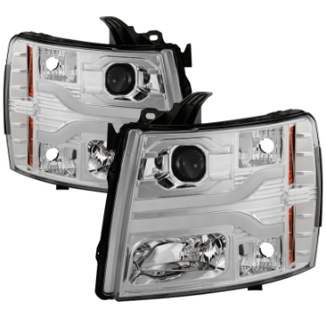 Picture of Spyder Chevy Silverado 1500 07-13 Version 3 Projector Headlights - Chrome PRO-YD-CS07V3-LBDRL-C