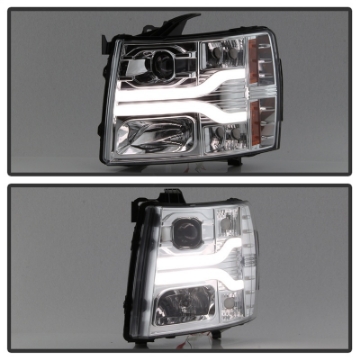 Picture of Spyder Chevy Silverado 1500 07-13 Version 3 Projector Headlights - Chrome PRO-YD-CS07V3-LBDRL-C