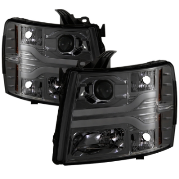 Picture of Spyder Chevy Silverado 1500 07-13 Version 3 Projector Headlights - Smoke PRO-YD-CS07V3-LBDRL-SM