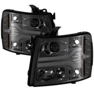 Picture of Spyder Chevy Silverado 1500 07-13 Version 3 Projector Headlights - Smoke PRO-YD-CS07V3-LBDRL-SM