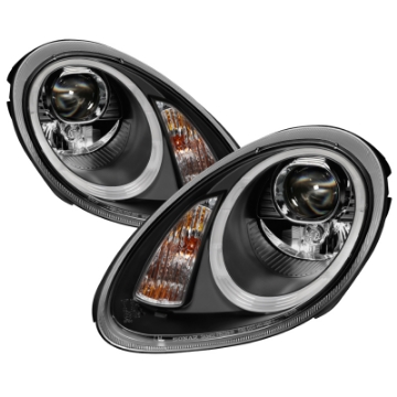 Picture of Spyder Porsche Cayman 05-08 Headlights - Halogen Model Only - Black PRO-YD-P98705-HID-DRL-BK