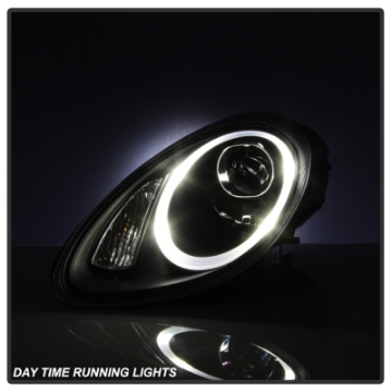 Picture of Spyder Porsche Cayman 05-08 Headlights - Halogen Model Only - Black PRO-YD-P98705-HID-DRL-BK