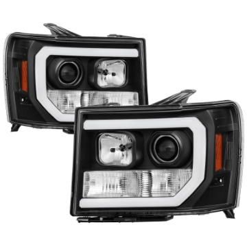 Picture of Spyder GMC Sierra 1500-2500-3500 07-13 V2 Projector Headlights- Black PRO-YD-GS07V2-LBDRL-BK