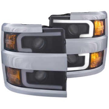 Picture of ANZO Projector Headlights 15-17 Chevrolet Silverado 2500HD - 3500HD Black w- Chrome Rim