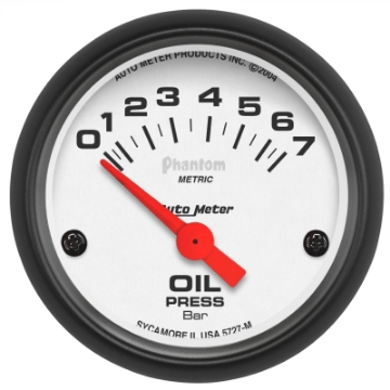 Picture of Autometer Phantom 2-1-16in 0-7 BAR Electric Oil Pressure Gauge