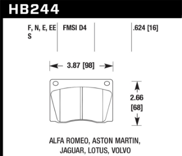 Picture of Hawk Blue Jaguar-Aston Martin-Alfa Romeo-Lotus Blue-9012 Front Race Brake Pads