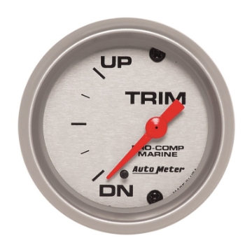 Picture of Autometer Marine Silver Ultra-Lite 2-1-16in 0 Down 90 Up Electric Trim Level Gauge