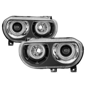Picture of xTune Dodge Challenger 08-14 Halogen Only Halo Projector Headlights Black PRO-JH-DCHAL08-HA-BK