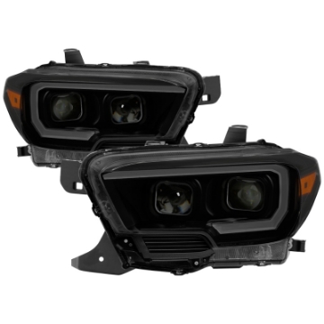 Picture of xTune Toyota Tacoma 16-18 DRL Light Bar Projector Headlights - Black Smoked PRO-JH-TTA16-LBDRL-BSM