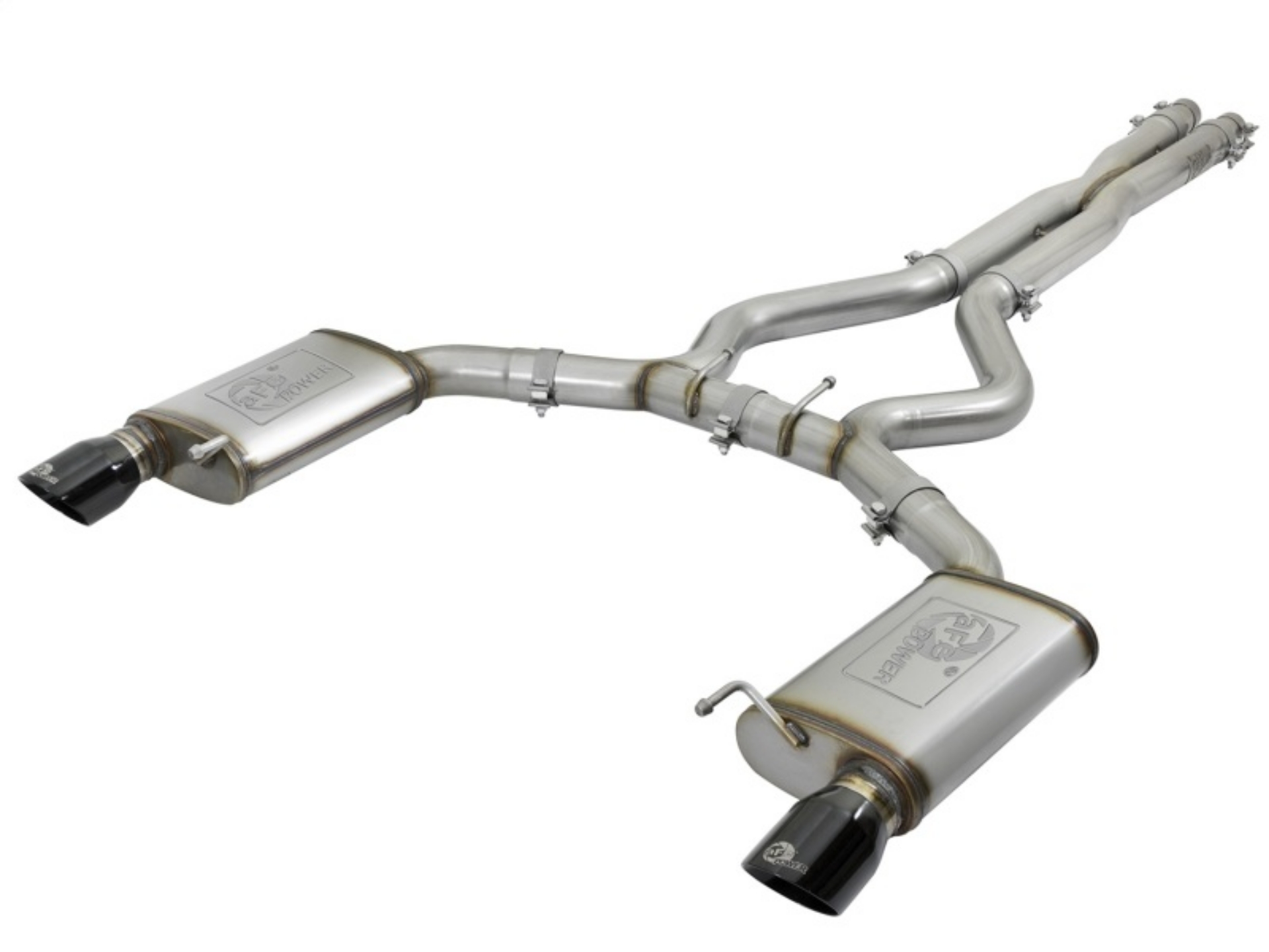 Picture of aFe MACHForce XP 3in 304 SS Cat-Back Exhausts w- Black Tips 15-17 Ford Mustang GT V8-5-0L-V6-3-7L
