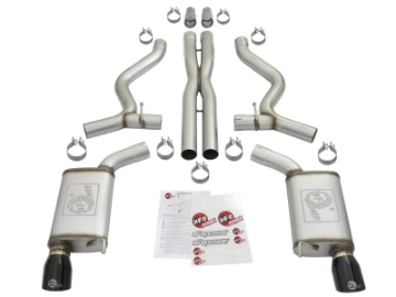 Picture of aFe MACHForce XP 3in 304 SS Cat-Back Exhausts w- Black Tips 15-17 Ford Mustang GT V8-5-0L-V6-3-7L
