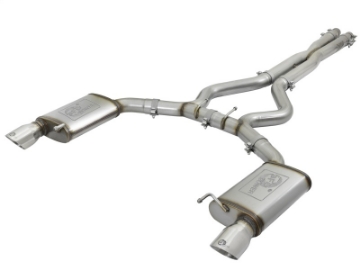 Picture of aFe MACHForce XP 3in 304 SS Cat-Back Exhausts w- Polished Tips 15-17 Ford Mustang GT V8-5-0L-V6-3-7L