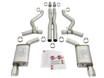 Picture of aFe MACHForce XP 3in 304 SS Cat-Back Exhausts w- Polished Tips 15-17 Ford Mustang GT V8-5-0L-V6-3-7L