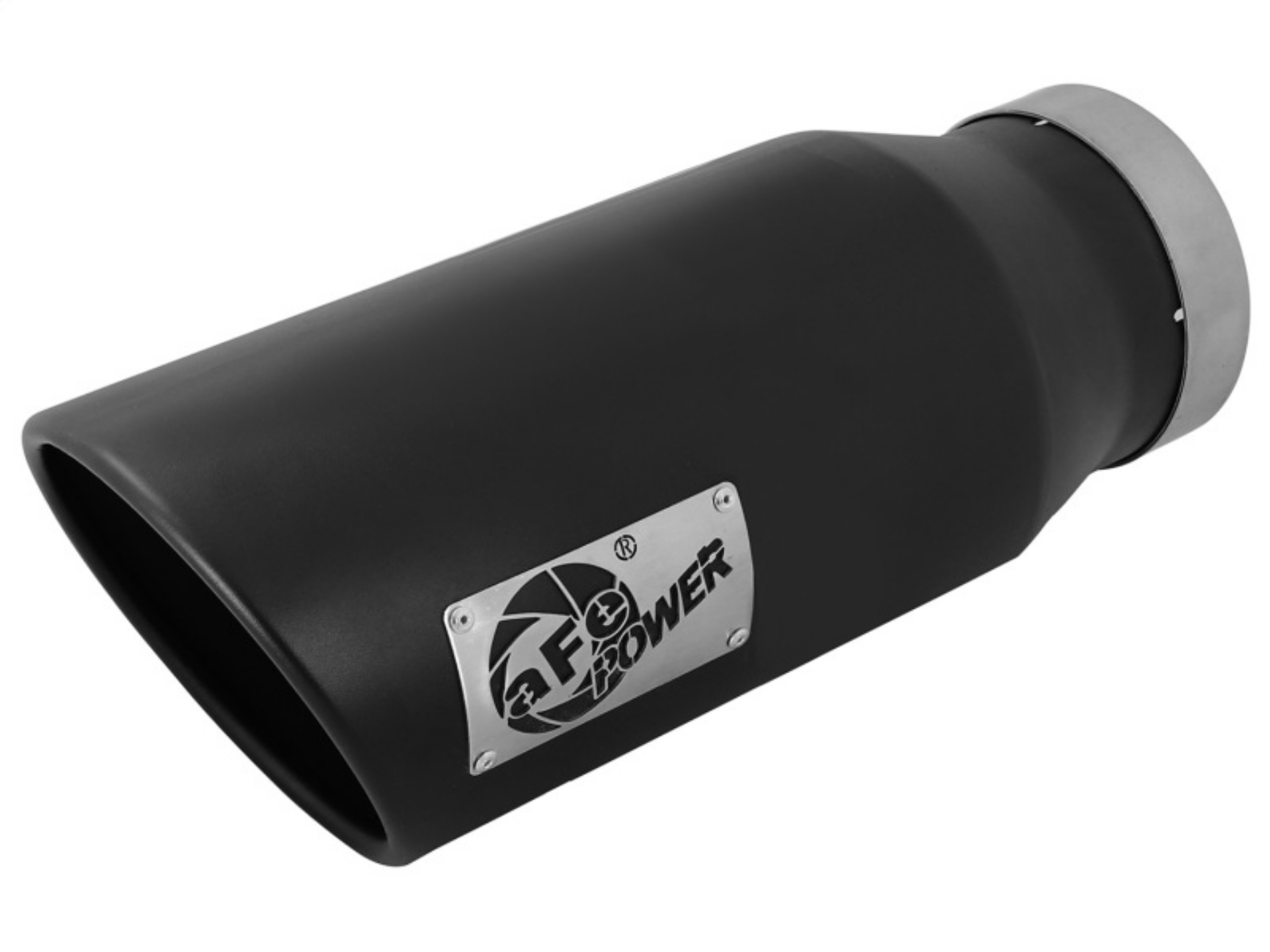 Picture of aFe Diesel Exhaust Tip Bolt On Black 4in Inlet x 6in Outlet x 15in - Left