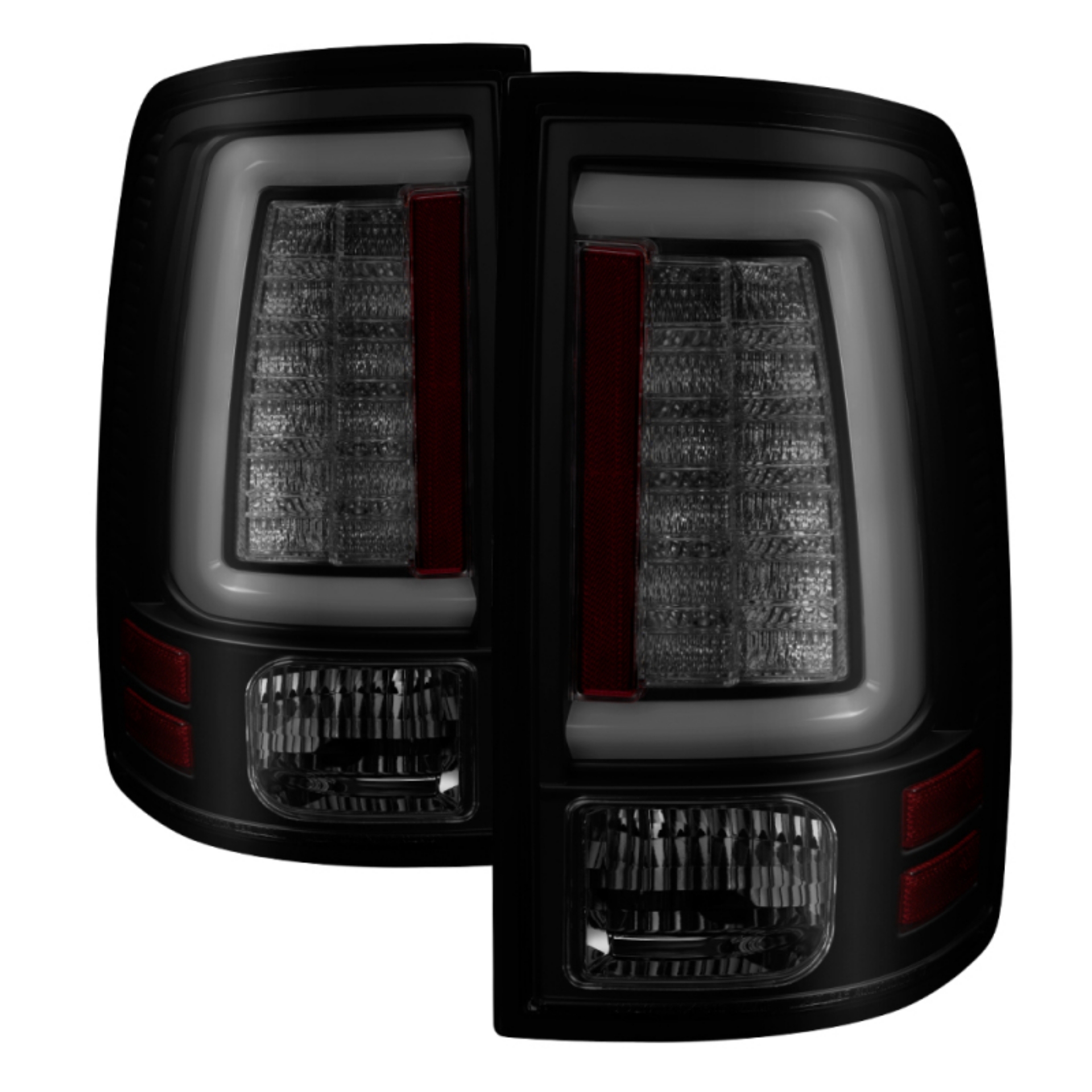 Picture of Spyder 13-14 Dodge Ram 1500 Light Bar LED Tail Lights - Black Smoke ALT-YD-DRAM13V2-LED-BSM