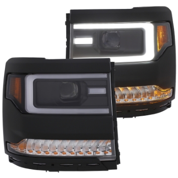 Picture of ANZO 16-17 Chevy Silverado 1500 Prjctr- Headlight Plank Styl- w-Amber Only Work w-HID Equip- Truck