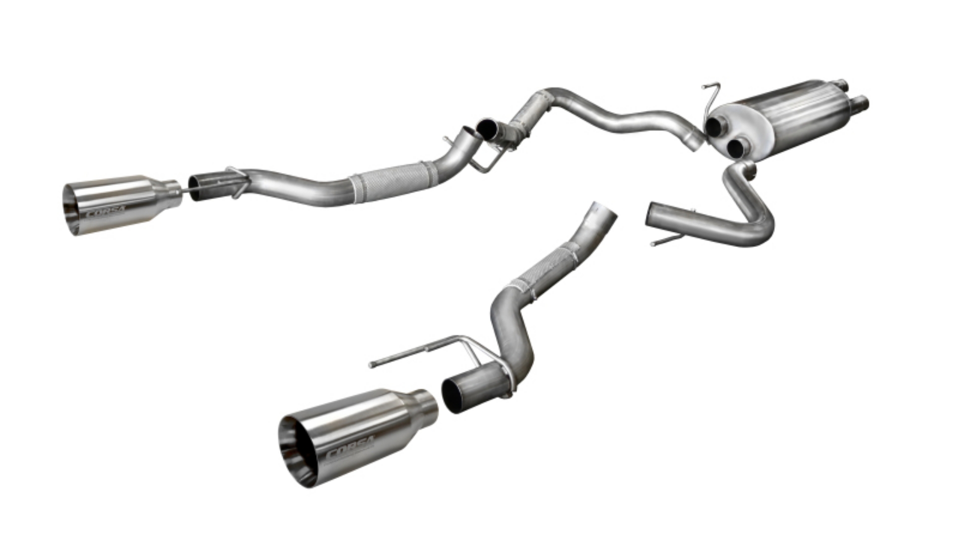 Picture of Corsa 2017-2020 Ford F-150 Raptor 3-5L Sport Cat-Back Dual Rear Exit w- 5in Satin Polished Tip