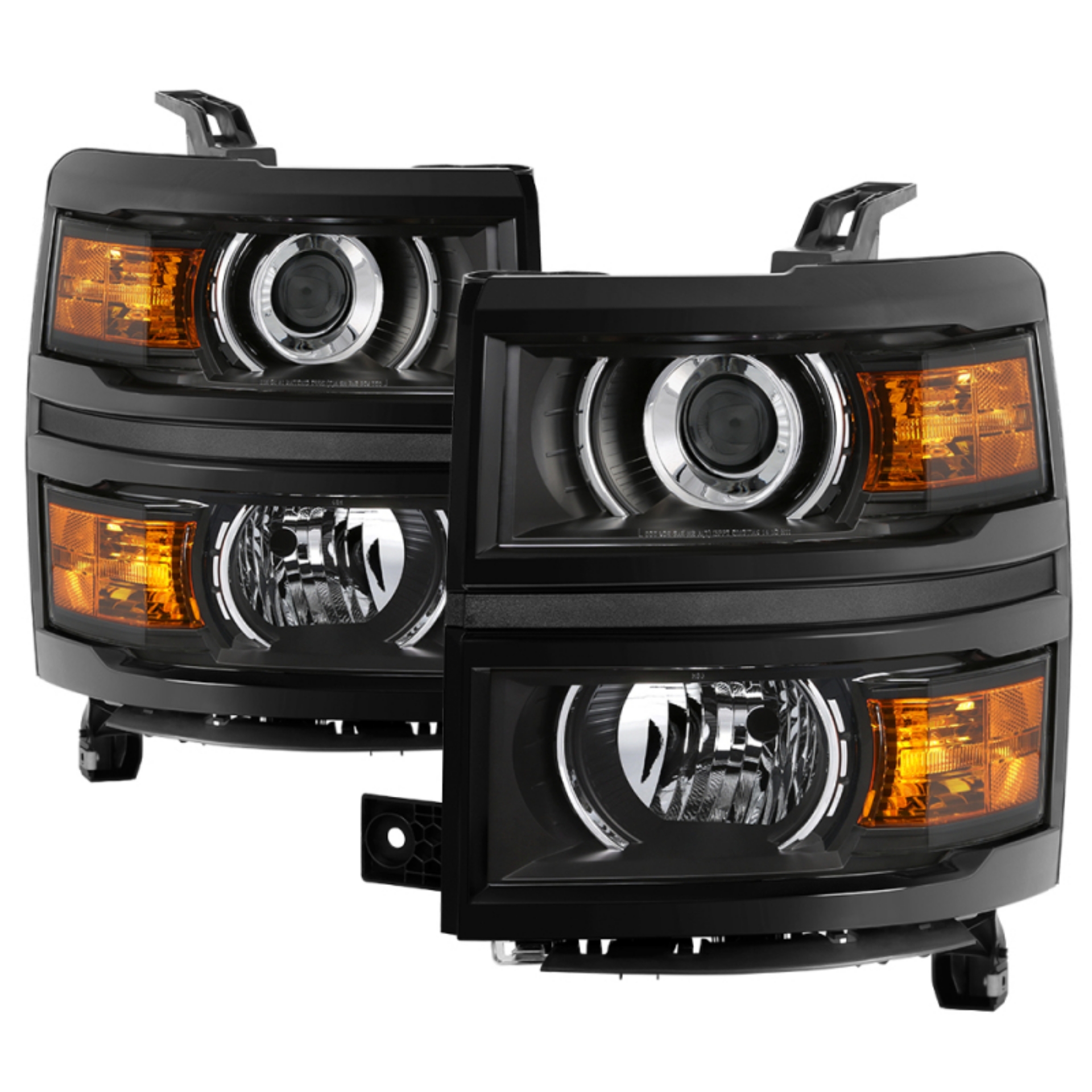 Picture of xTune Chevrolet Silverado 1500 14-15 Non-HD OEM Projector Headlights - Black HD-JH-CS14-PJ-BK