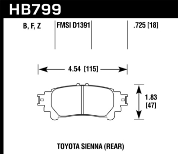 Picture of Hawk 14-16 Toyota Highlander HPS Rear Brake Pads