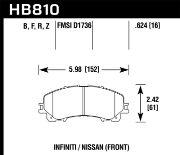 Picture of Hawk 14-17 Infiniti Q50 Base HPS Street Front Brake Pads