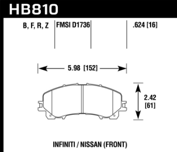 Picture of Hawk 14-17 Infiniti Q50 Performance Ceramic Street Front Brake Pads